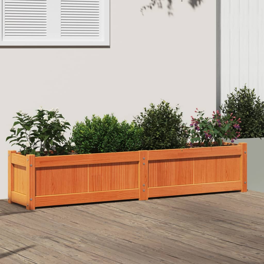 vidaXL Vaso/floreira de jardim 150x31x31 cm pinho maciço castanho cera