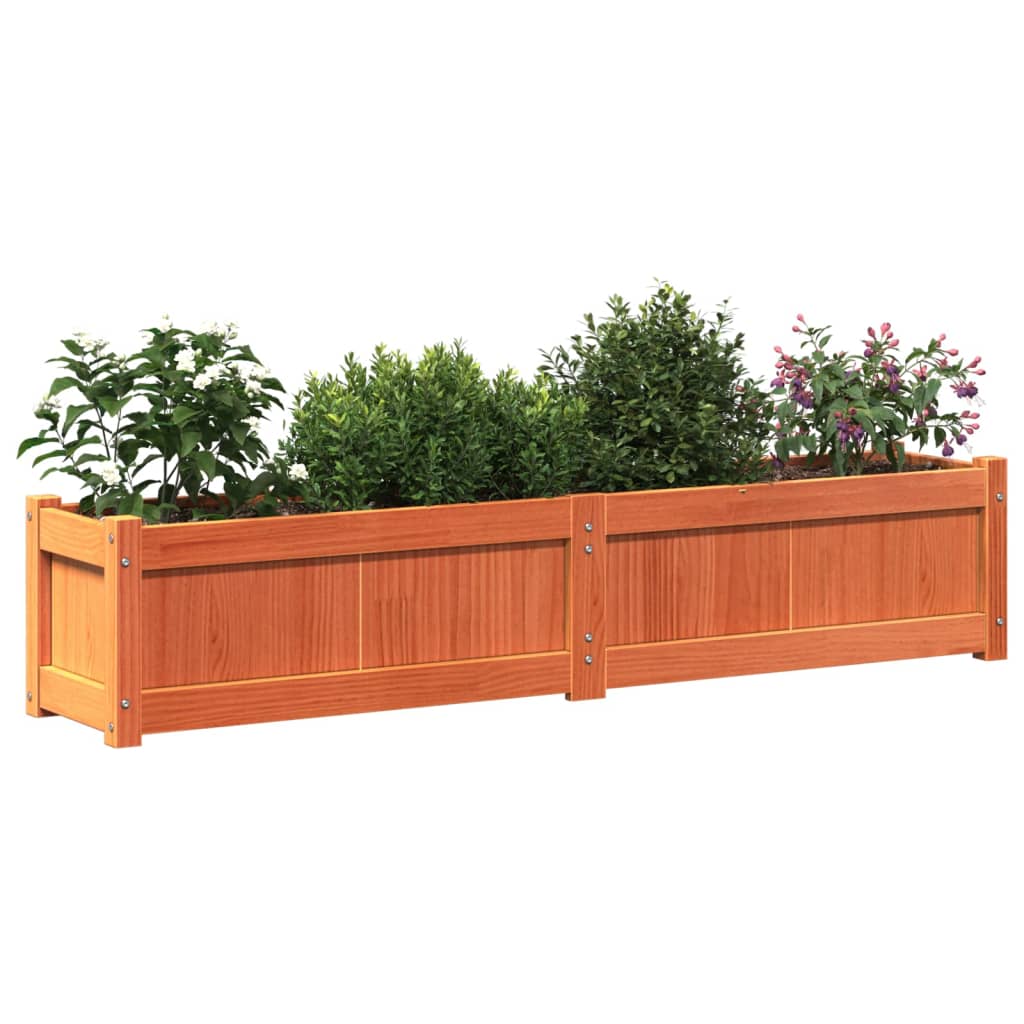 vidaXL Vaso/floreira de jardim 150x31x31 cm pinho maciço castanho cera