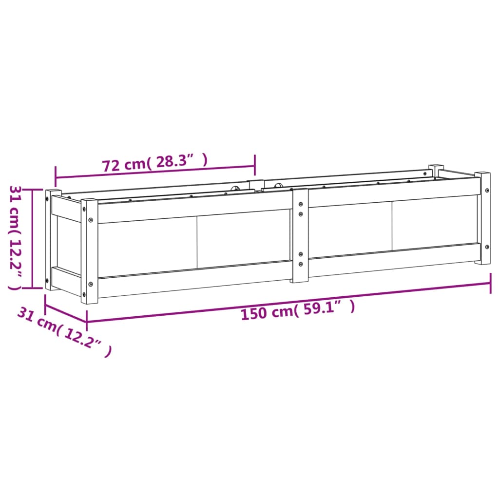 vidaXL Vaso/floreira de jardim 150x31x31 cm pinho maciço castanho cera