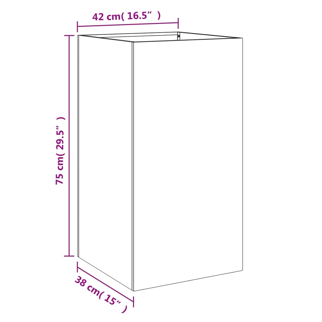 vidaXL Vaso/floreira 42x38x75 cm aço inoxidável prateado