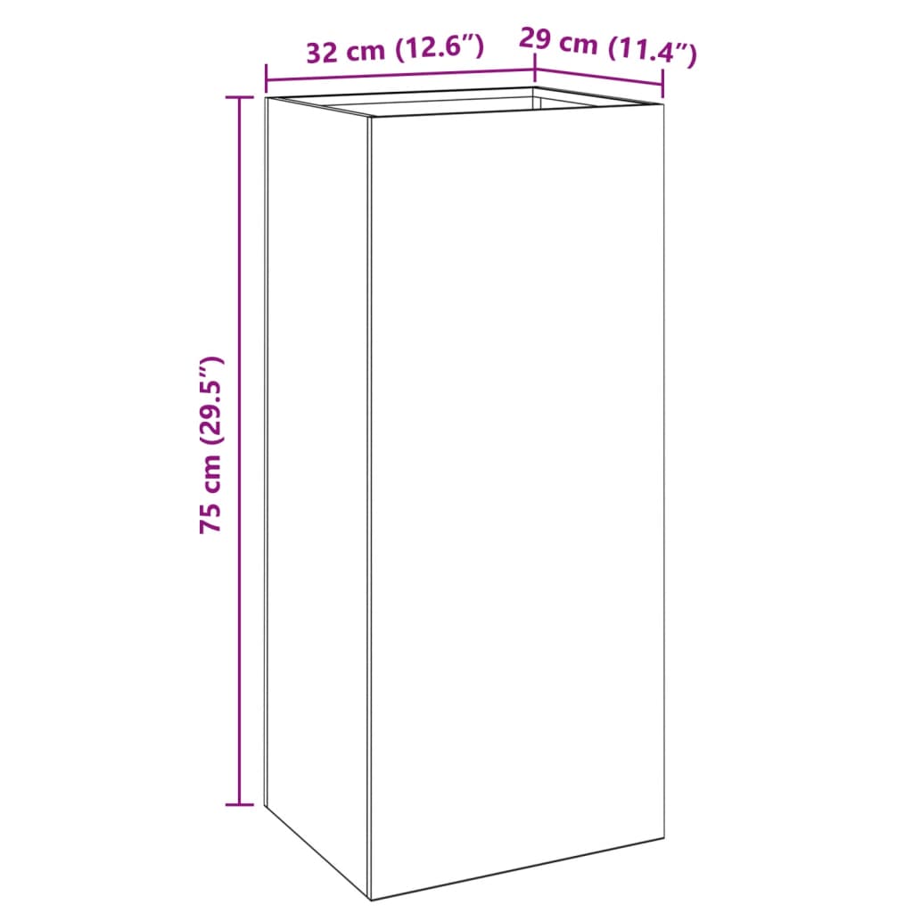 vidaXL Vaso/floreira 32x29x75 cm aço galvanizado prateado