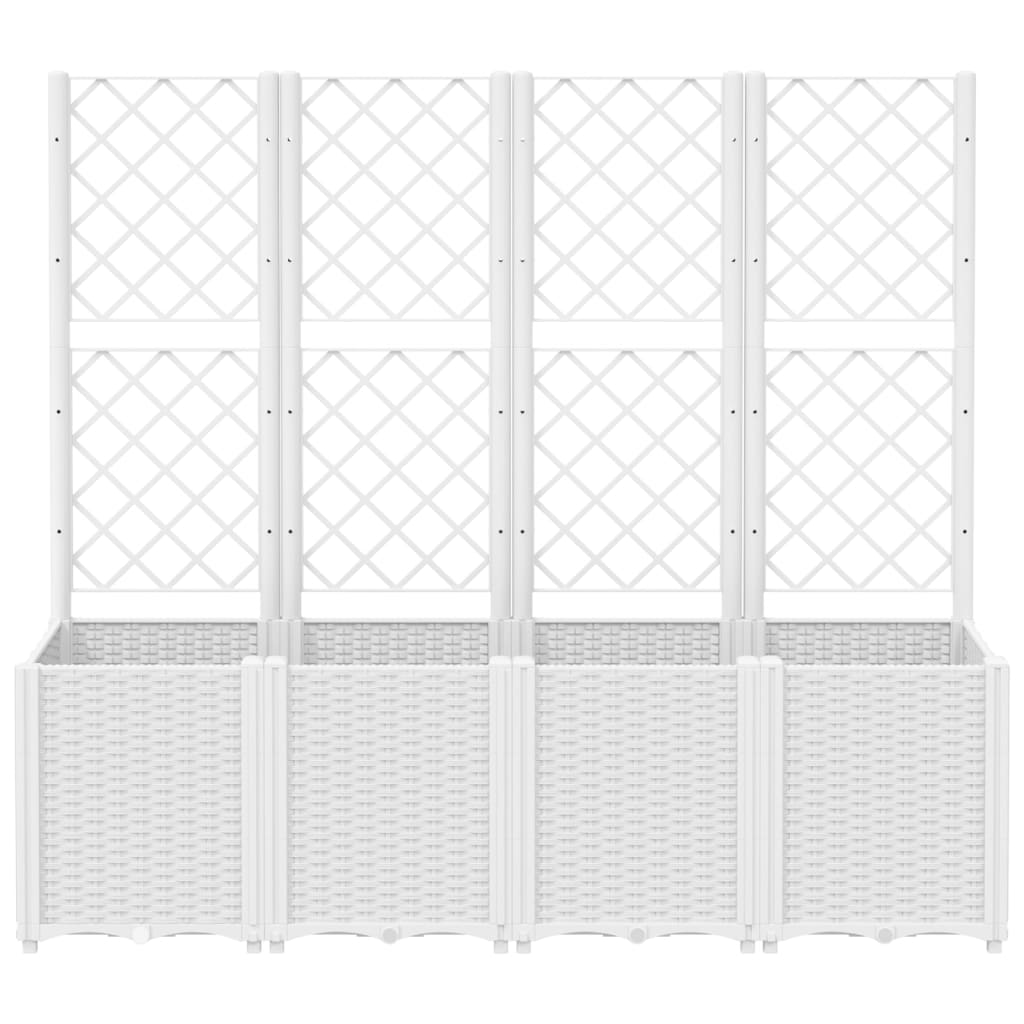 vidaXL Vaso/floreira de jardim c/ treliça 160x40x140 cm PP branco