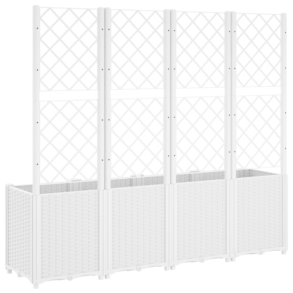 vidaXL Vaso/floreira de jardim c/ treliça 160x40x140 cm PP branco