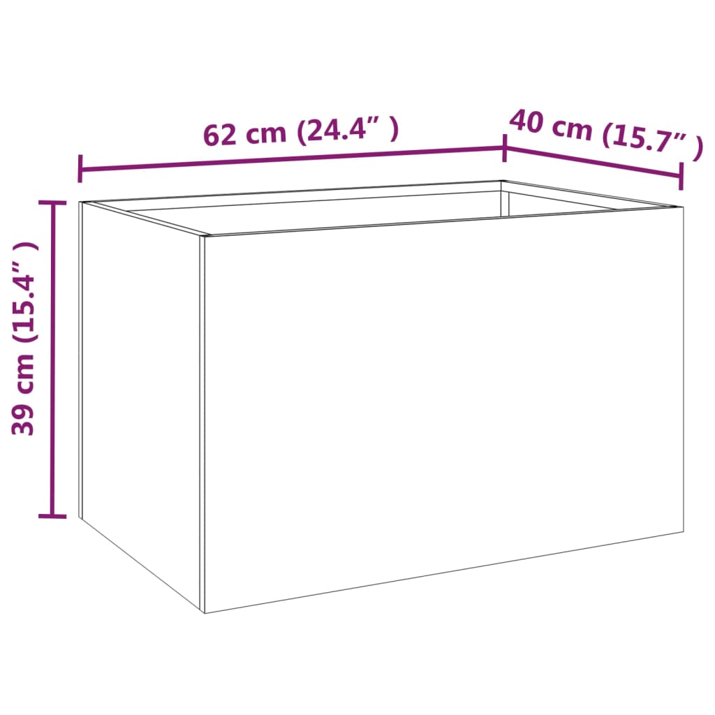 vidaXL Vaso/floreira 62x40x39 cm aço corten