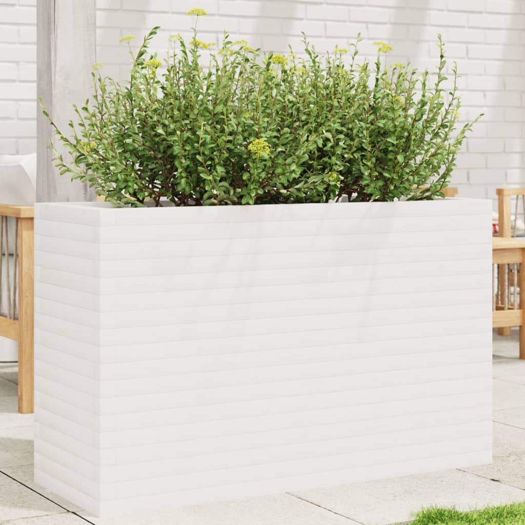 vidaXL Vaso/floreira de jardim 110x40x68,5 cm pinho maciço branco