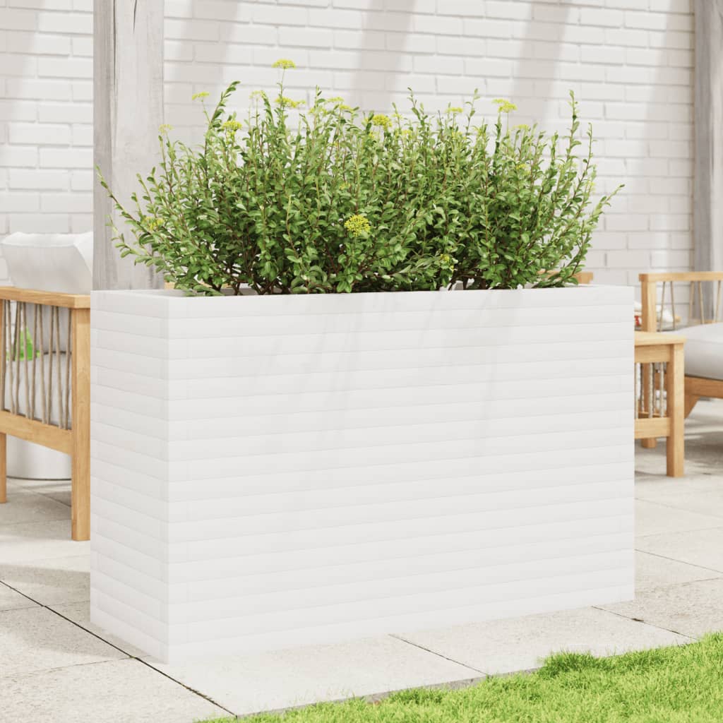 vidaXL Vaso/floreira de jardim 110x40x68,5 cm pinho maciço branco