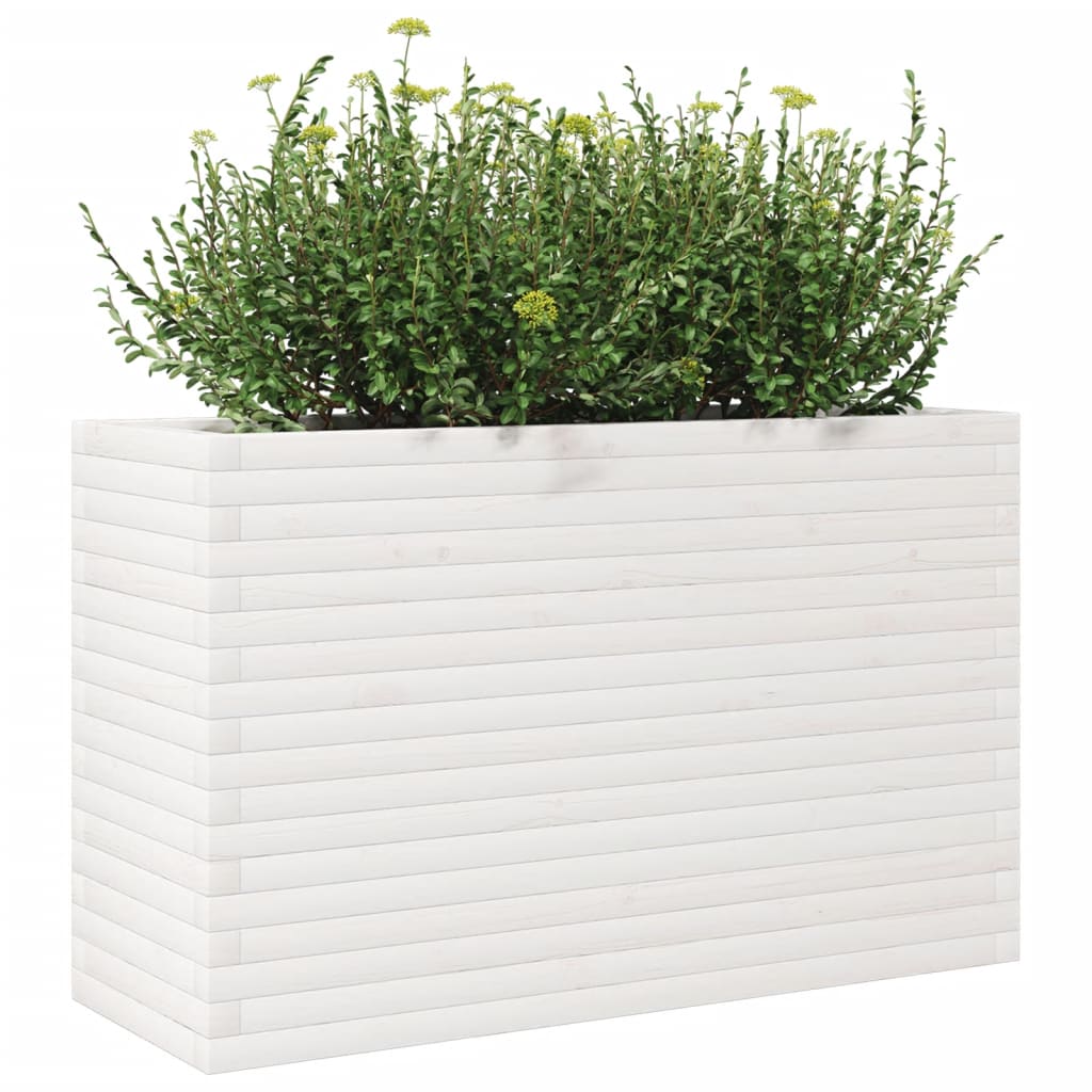 vidaXL Vaso/floreira de jardim 110x40x68,5 cm pinho maciço branco