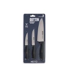 Quttin|Conjunto de Facas Quttin Nero Preto Prateado 3 Peças (12 Unidades)
