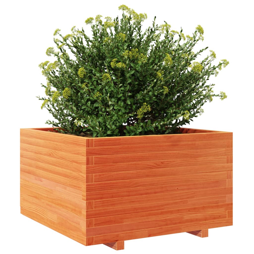 vidaXL Vaso/floreira de jardim 80x80x49,5 cm pinho maciço castanho mel