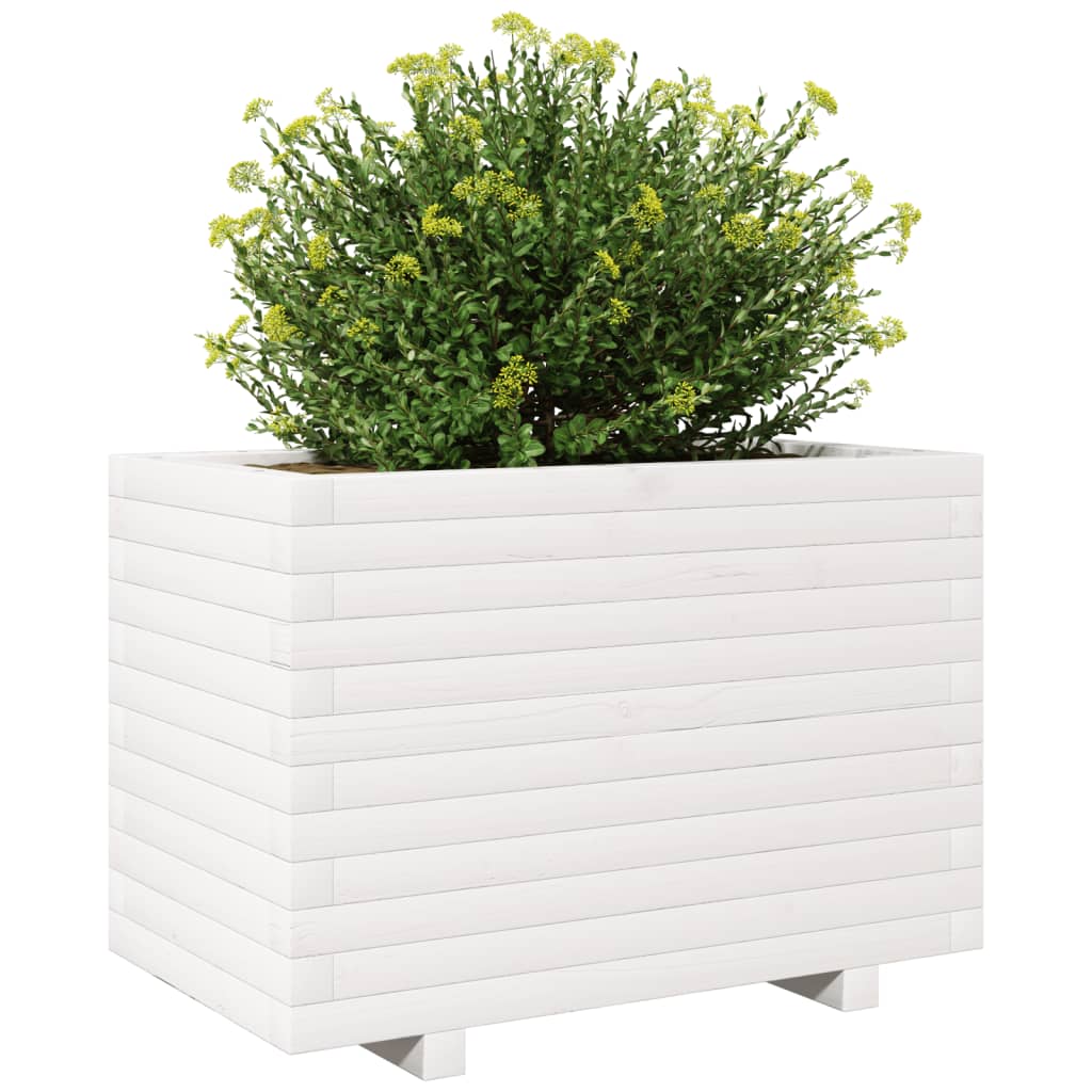 vidaXL Vaso/floreira de jardim 70x40x49,5 cm pinho maciço branco