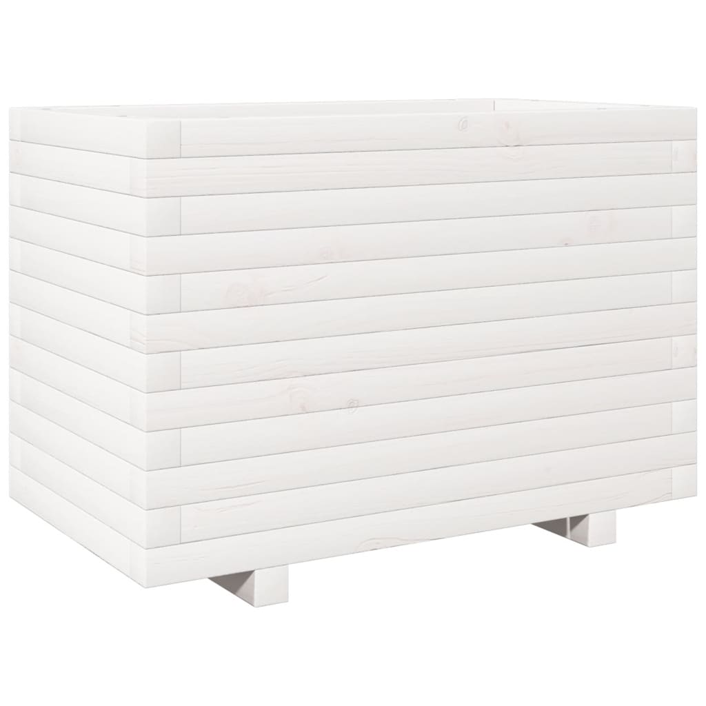 vidaXL Vaso/floreira de jardim 70x40x49,5 cm pinho maciço branco