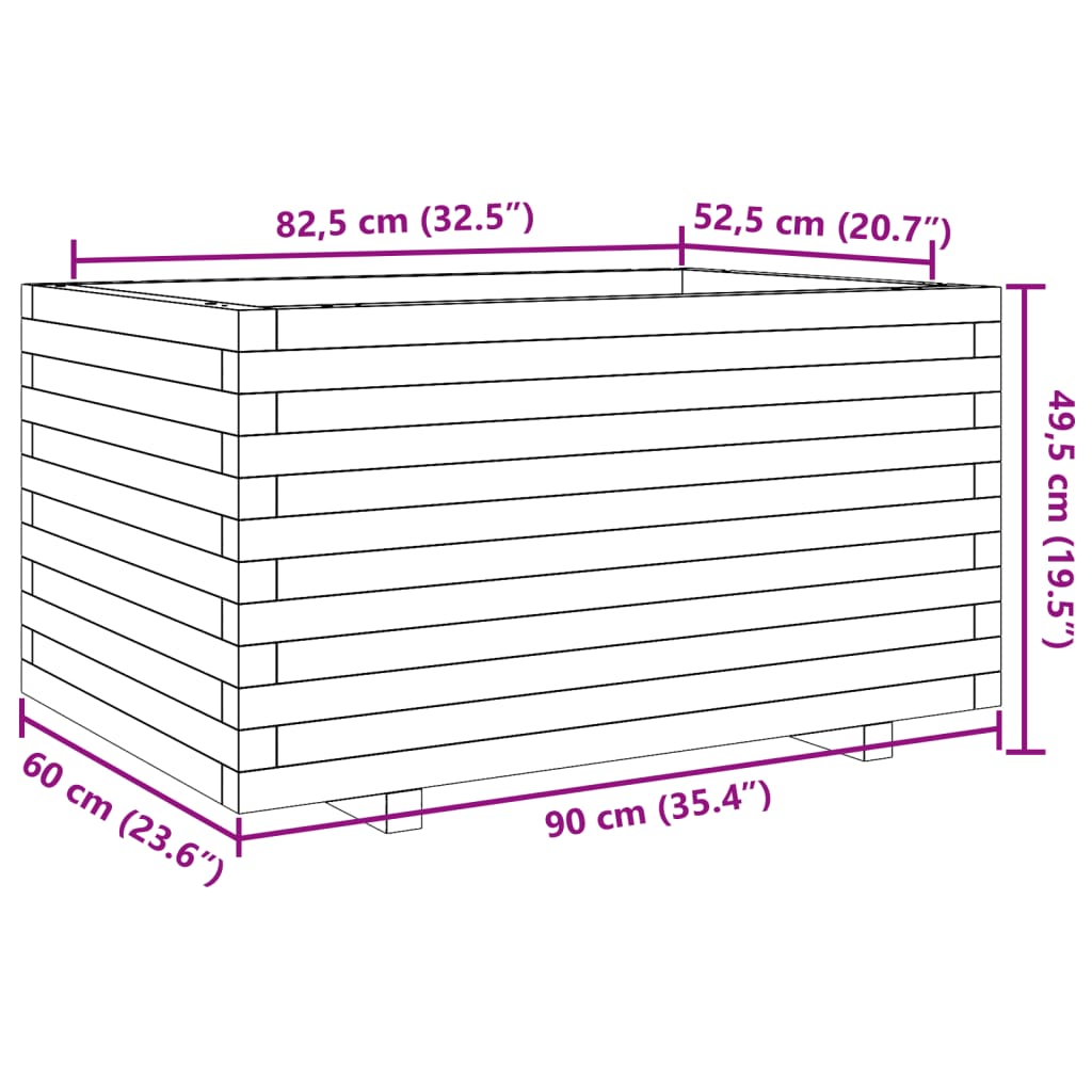 vidaXL Vaso/floreira de jardim 90x60x49,5 cm madeira de douglas maciça