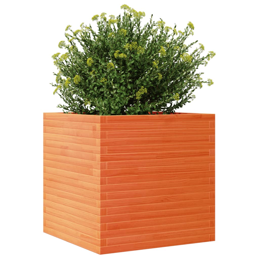 vidaXL Vaso/floreira de jardim 70x70x68,5 cm pinho maciço castanho mel