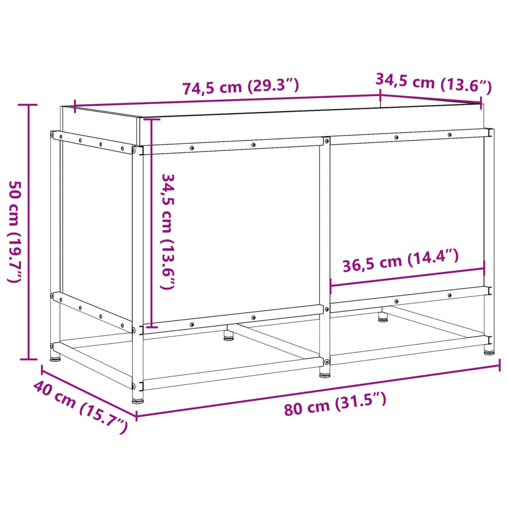 vidaXL Vaso/floreira de jardim 80x40x50 cm madeira de douglas maciça