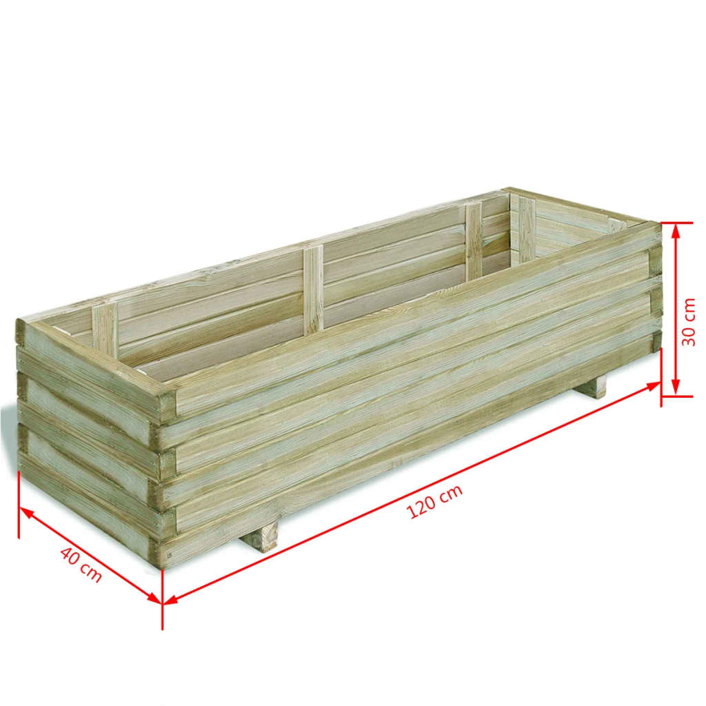 vidaXL Canteiro elevado 120x40x30 cm madeira retangular