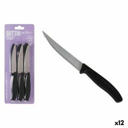 Quttin|Conjunto de Facas Quttin Nero Preto Prateado 3 Peças (12 Unidades)