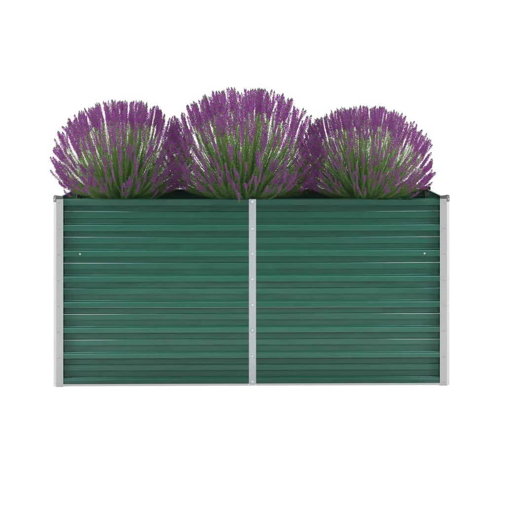 vidaXL Canteiro elevado de jardim aço galvanizado 160x40x77 cm verde