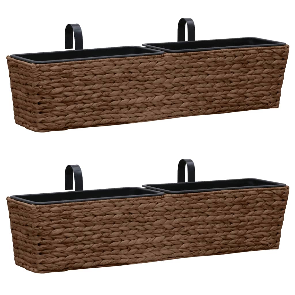 vidaXL Floreiras de pendurar 2 pcs jacinto de água castanho