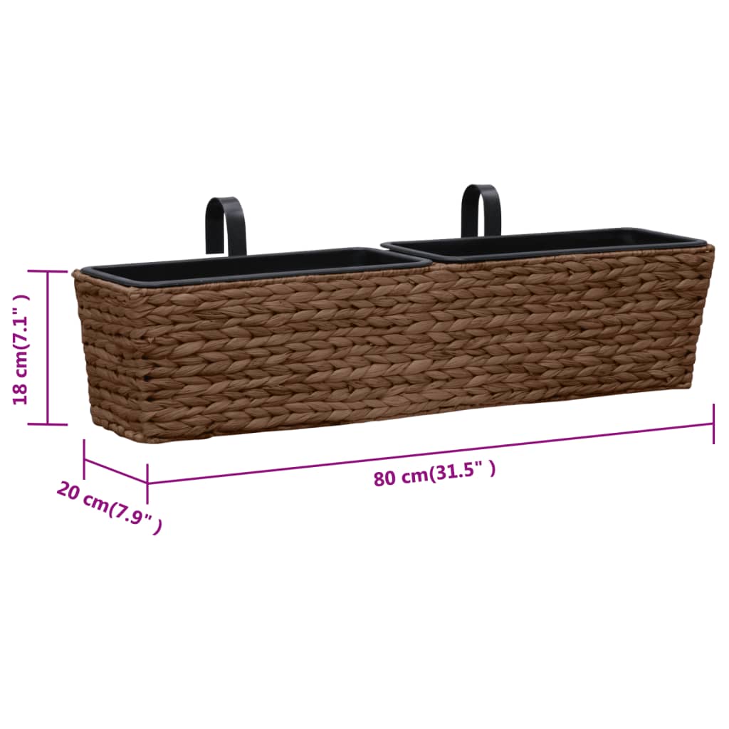 vidaXL Floreiras de pendurar 2 pcs jacinto de água castanho