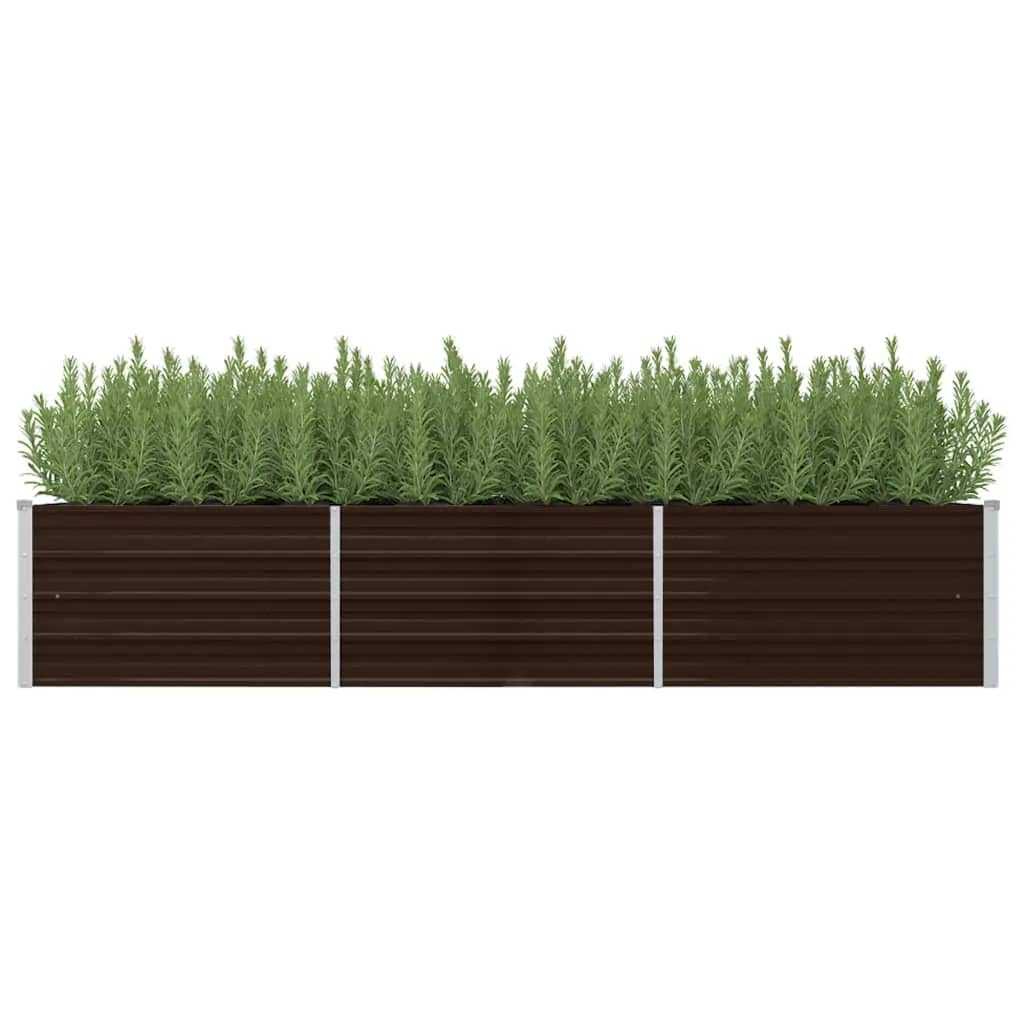 vidaXL Canteiro elevado de jardim aço galvanizado 240x80x45cm castanho