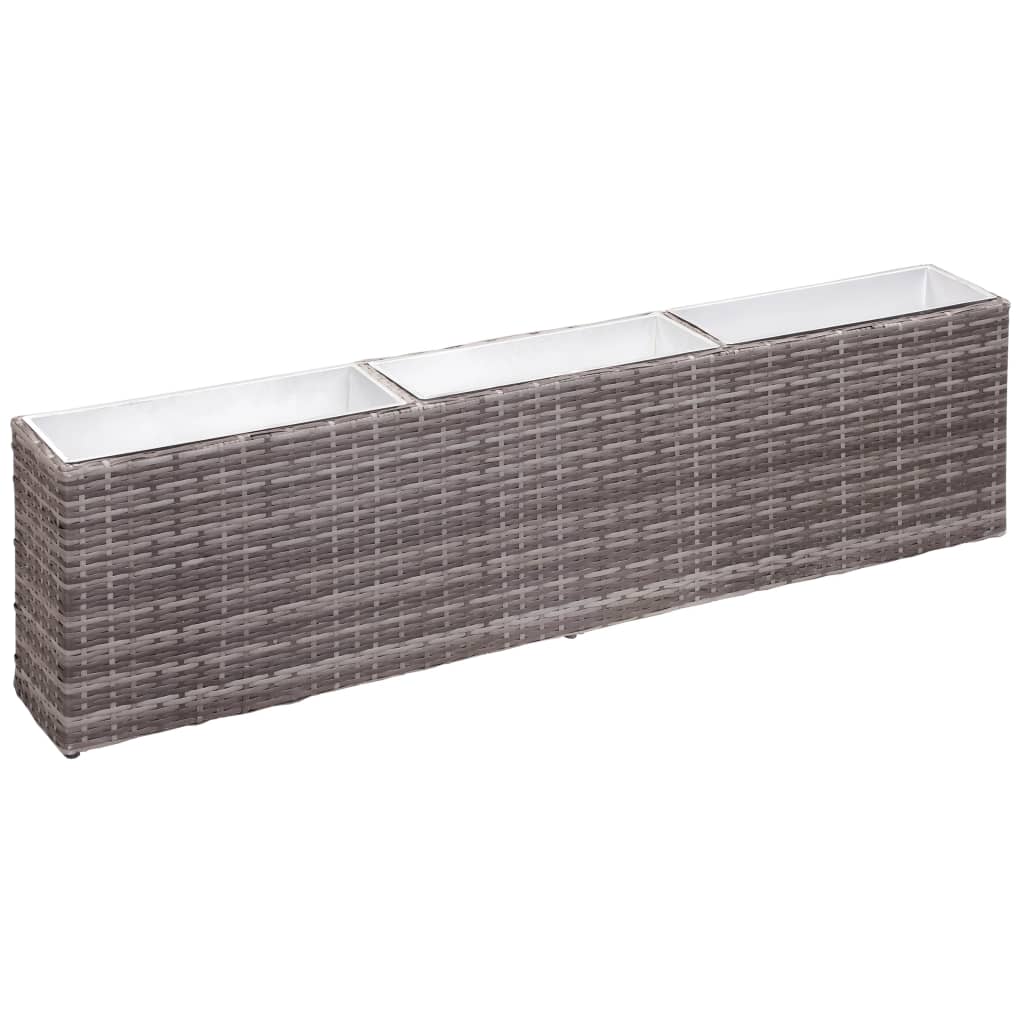 vidaXL Floreira com 3 vasos 150x20x40 cm vime PE cinzento