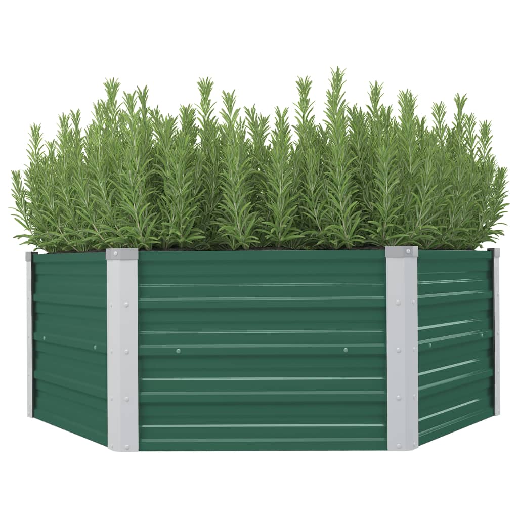 vidaXL Canteiro de jardim elevado 129x129x46 cm aço galvanizado verde