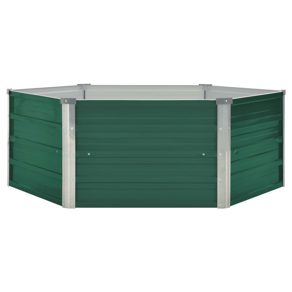 vidaXL Canteiro de jardim elevado 129x129x46 cm aço galvanizado verde