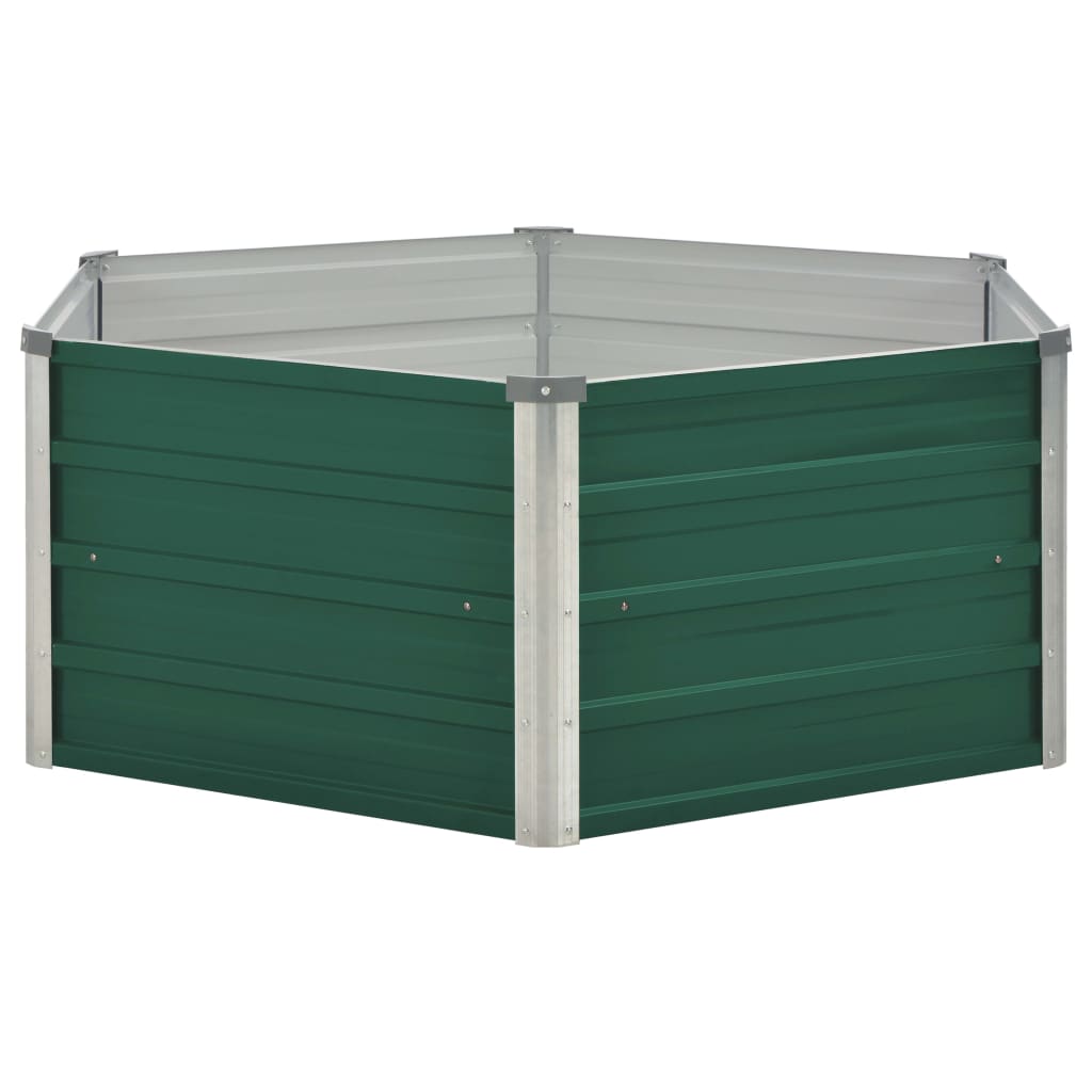 vidaXL Canteiro de jardim elevado 129x129x46 cm aço galvanizado verde