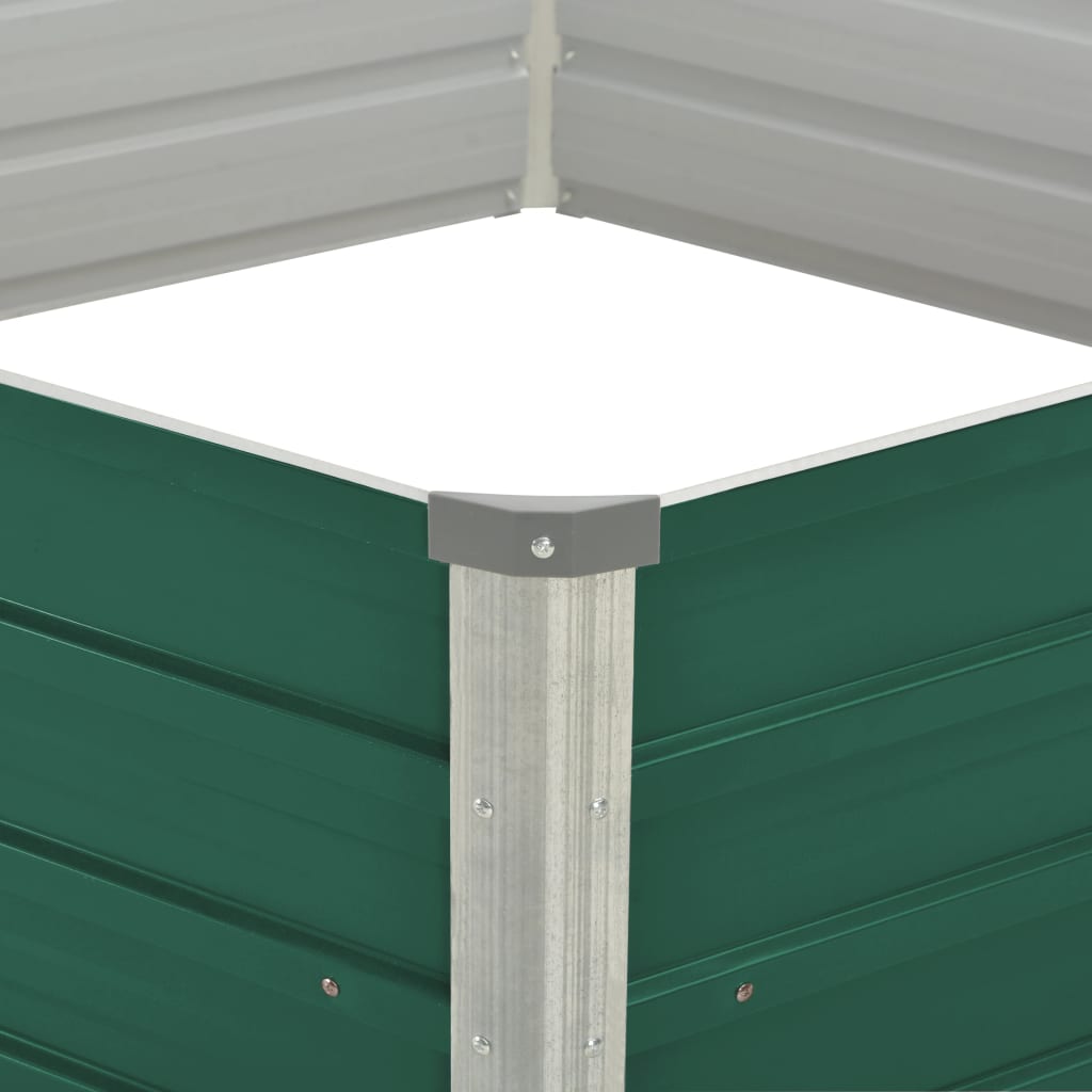 vidaXL Canteiro de jardim elevado 129x129x46 cm aço galvanizado verde