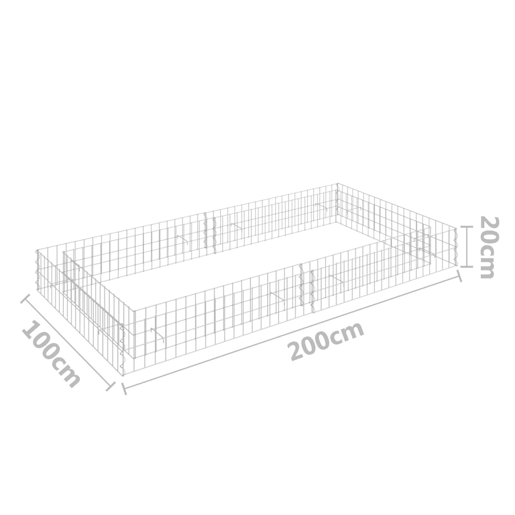 vidaXL Canteiro elevado/cesto gabião 200x100x20 cm aço galvanizado