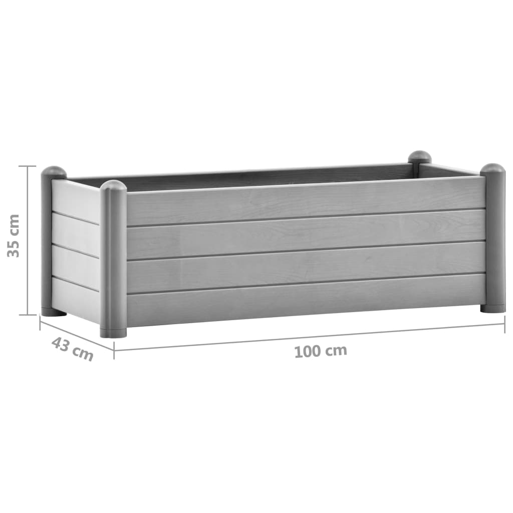 vidaXL Canteiro elevado para jardim PP 100x43x35 cm cinzento pedra