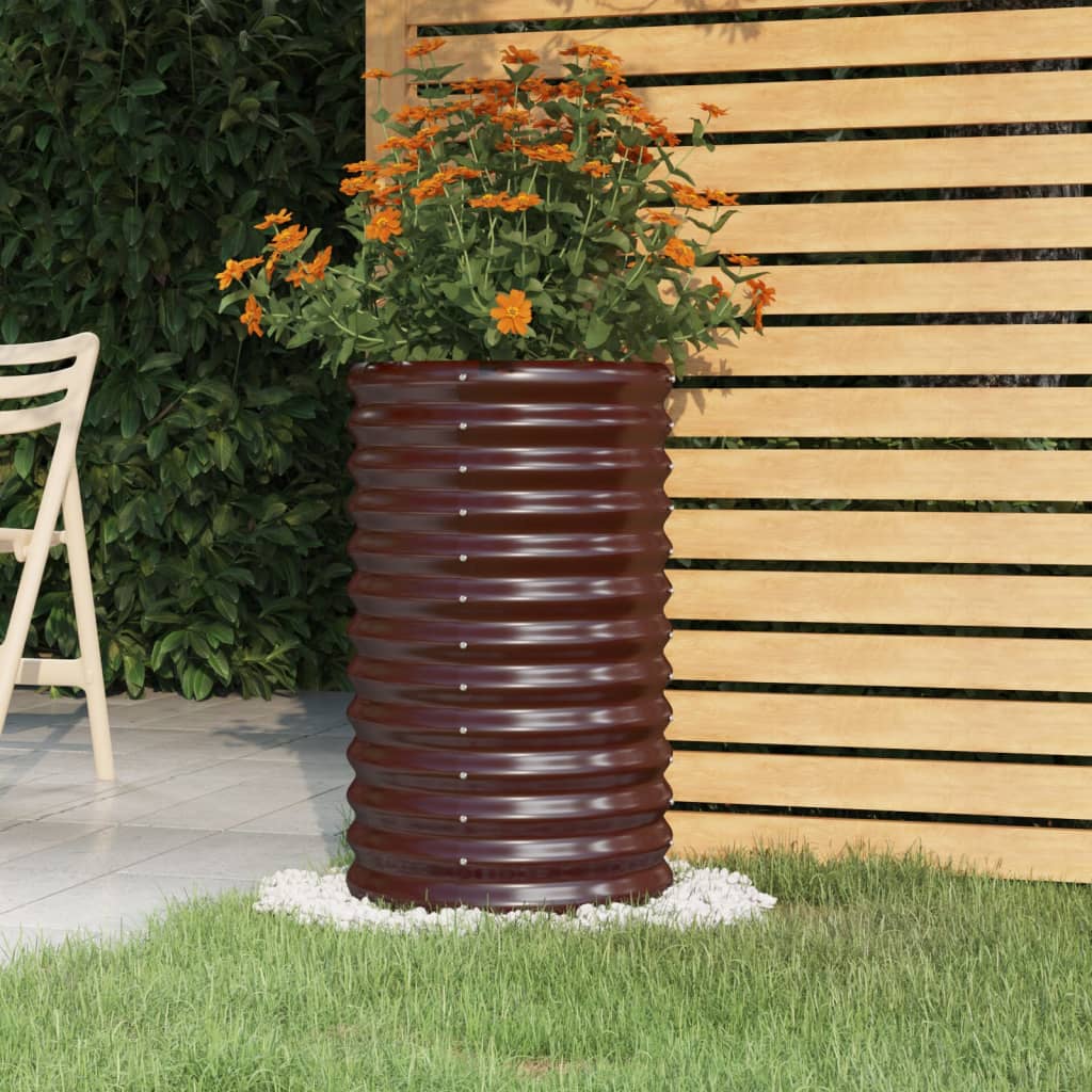 vidaXL Vaso/floreira de jardim aço revestido a pó 40x40x68 cm castanho