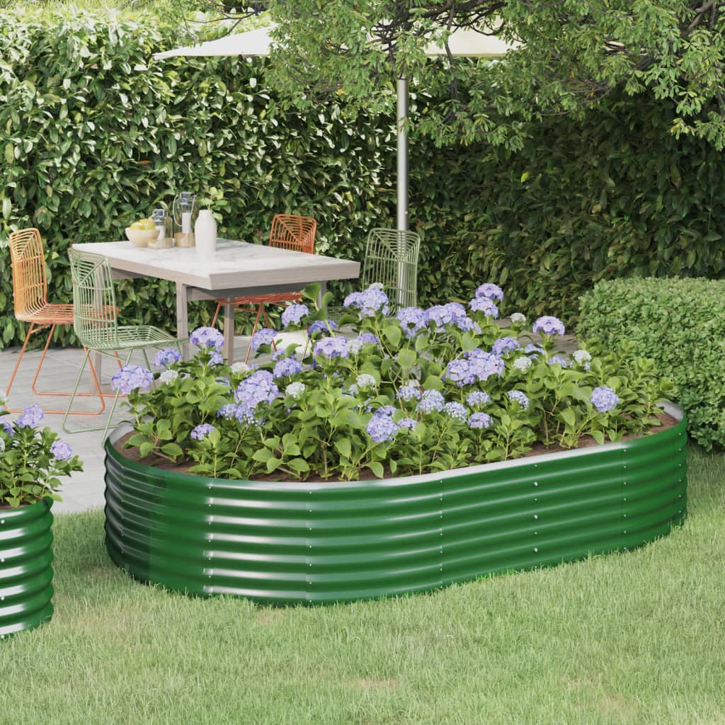 vidaXL Canteiro elevado jardim 214x140x36 cm aço revestido a pó verde