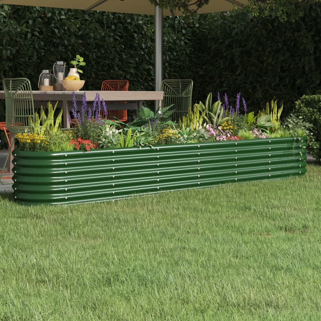 vidaXL Canteiro elevado jardim 260x40x36 cm aço revestido a pó verde