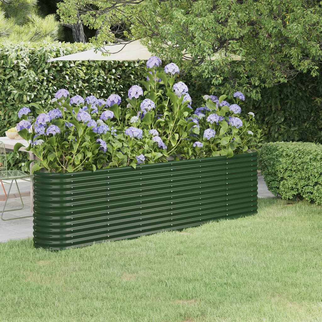 vidaXL Canteiro elevado jardim 260x40x68 cm aço revestido a pó verde