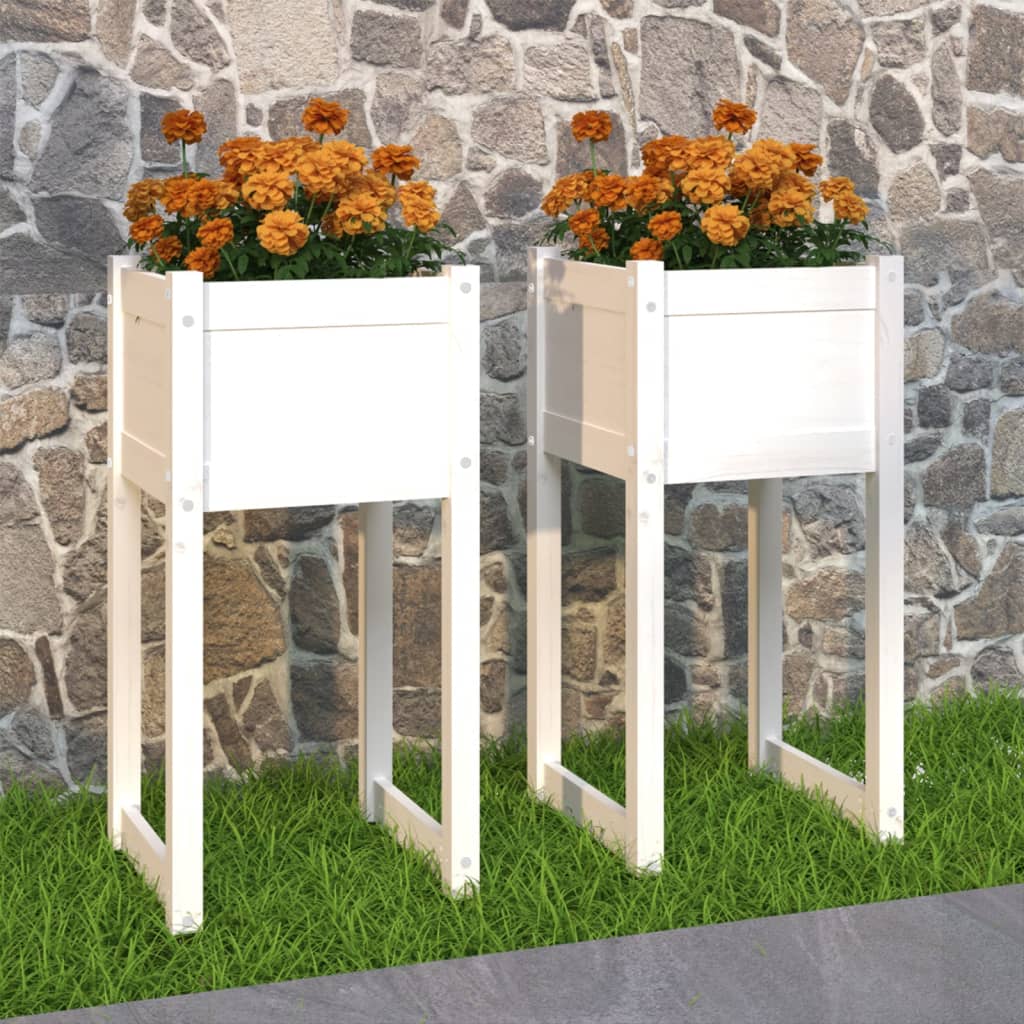 vidaXL Vasos/floreiras 2 pcs 40x40x81 cm pinho maciço branco