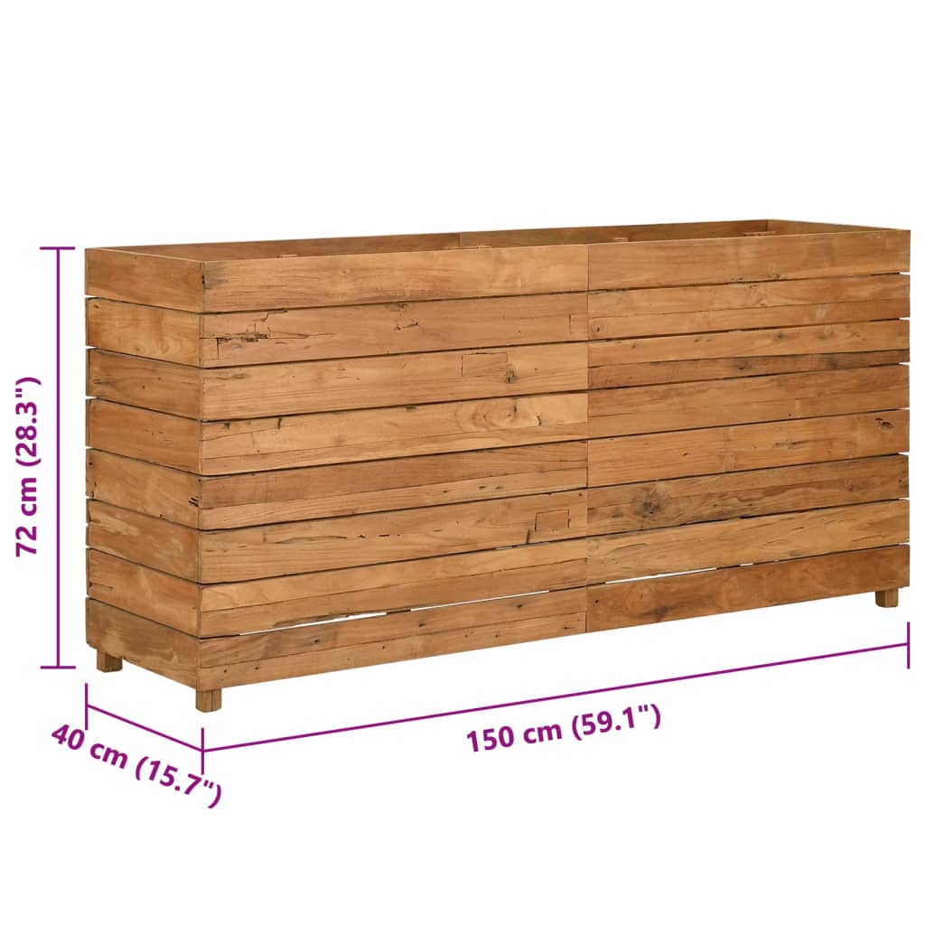 vidaXL Canteiro elevado 150x40x72 cm madeira de teca maciça e aço