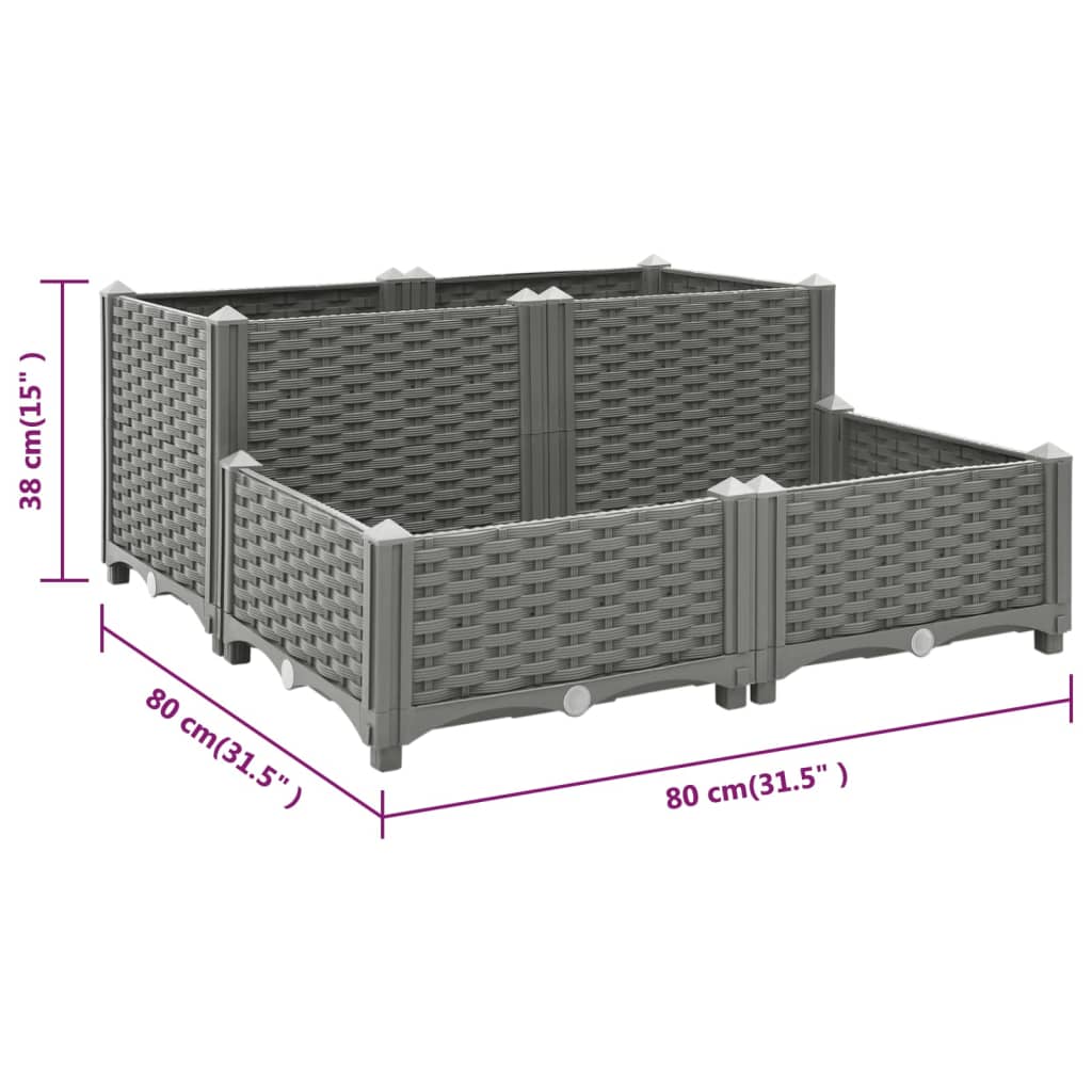 vidaXL Canteiro elevado 80x80x38 cm polipropileno