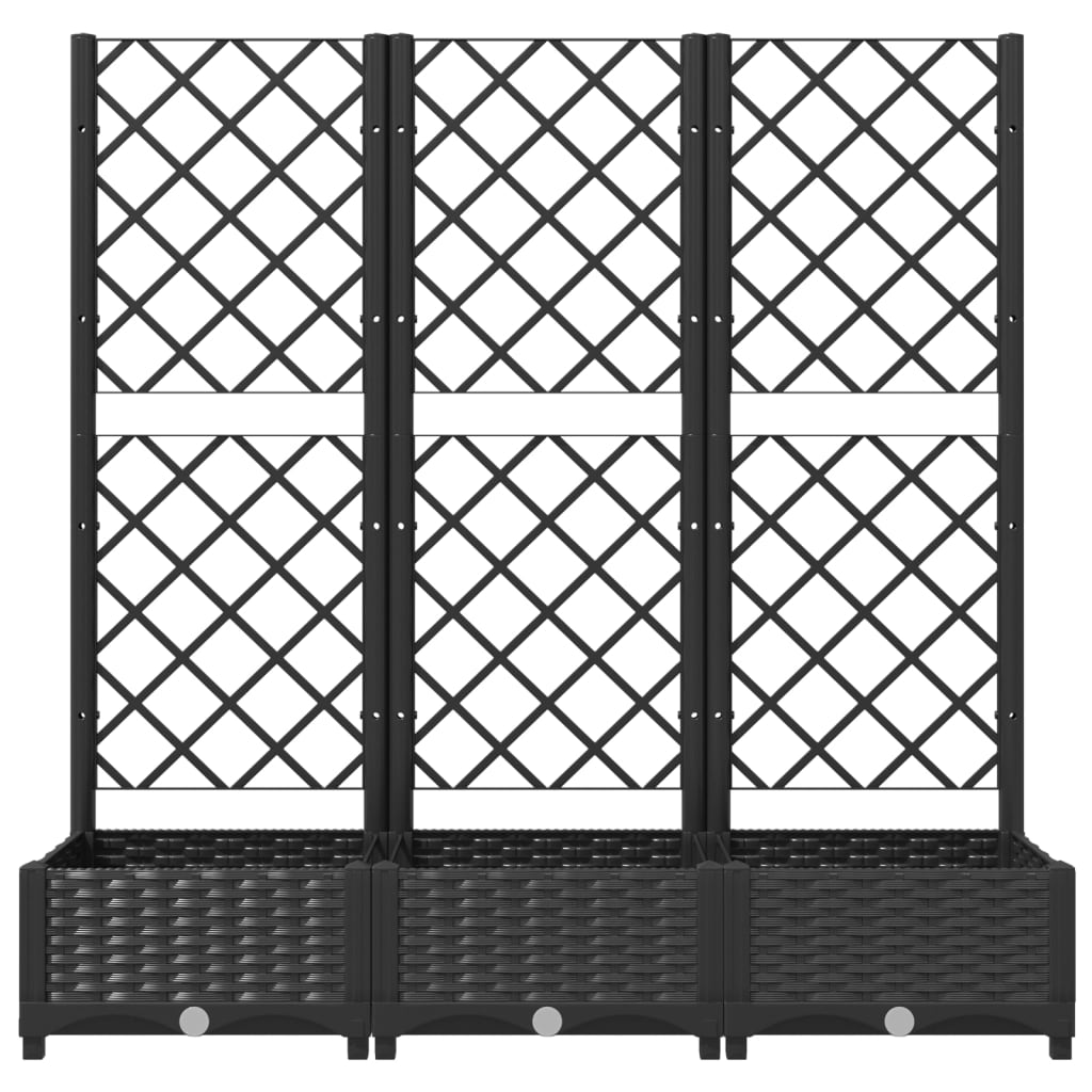 vidaXL Vaso/floreira jardim c/ treliça 120x40x121,5 cm PP preto