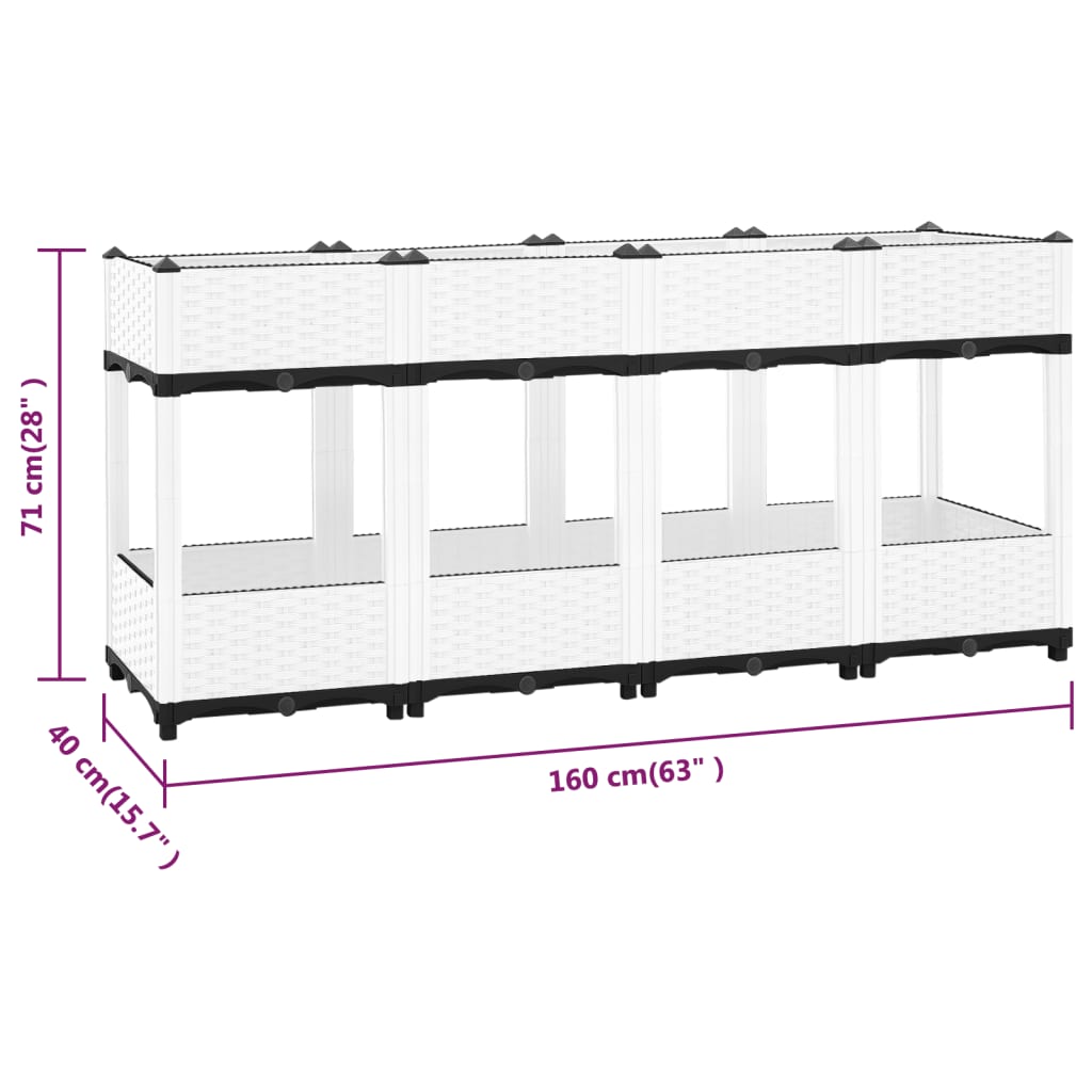 vidaXL Canteiro elevado 160x40x71 cm polipropileno