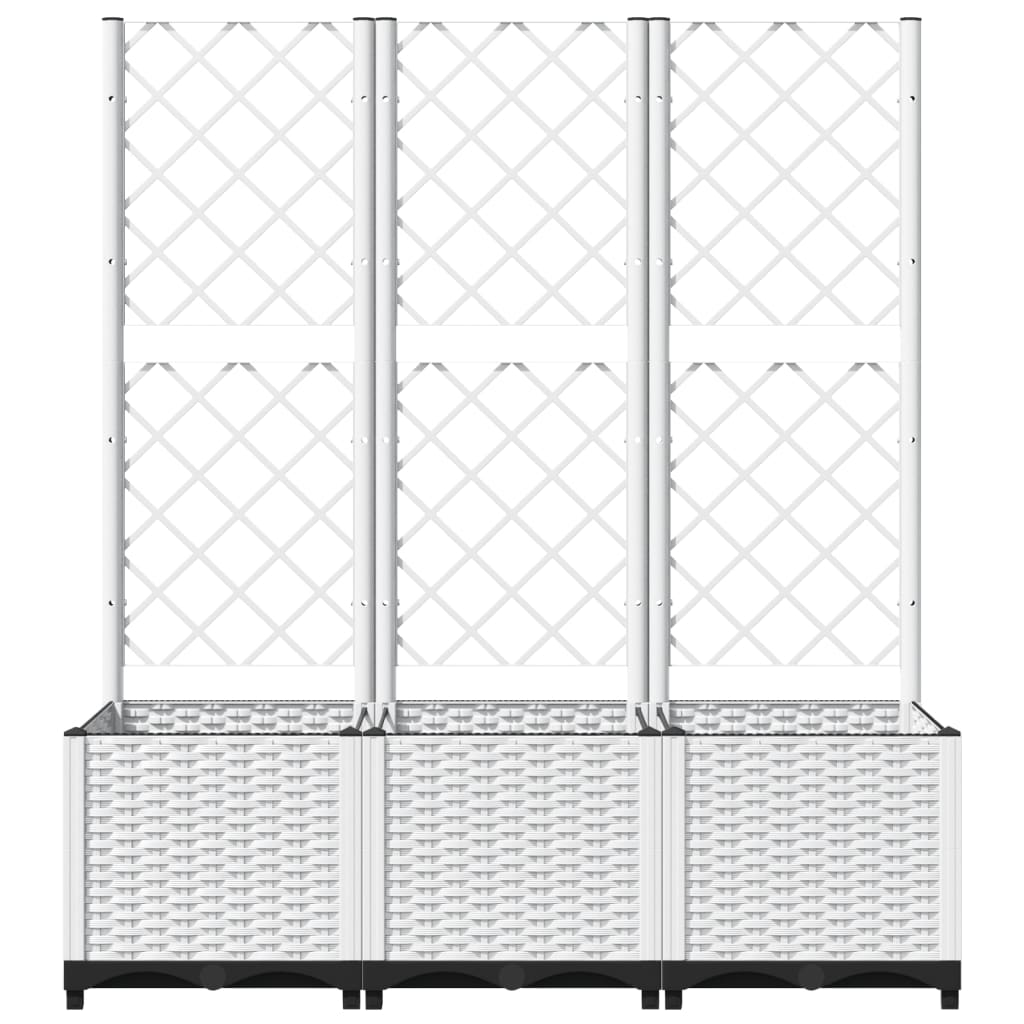 vidaXL Vaso/floreira jardim c/ treliça 120x40x136 cm PP branco