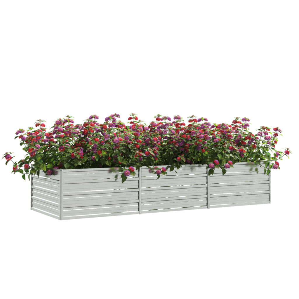 vidaXL Canteiro elevado de jardim 240x80x45cm aço galvanizado prateado