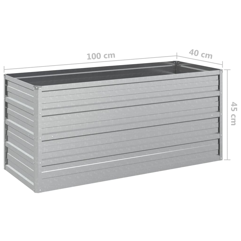 vidaXL Canteiro elevado de jardim 100x40x45cm aço galvanizado prateado