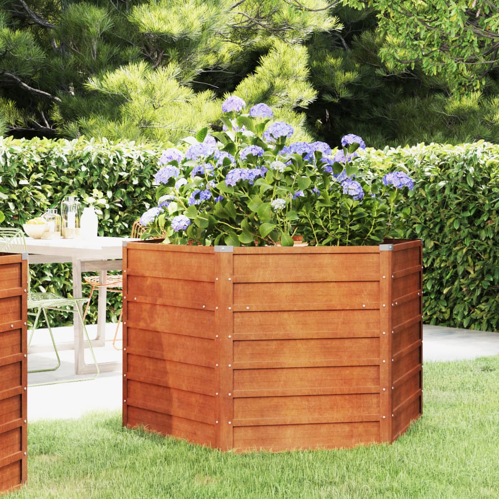 vidaXL Canteiro de jardim 129x129x77 cm aço corten cor enferrujado