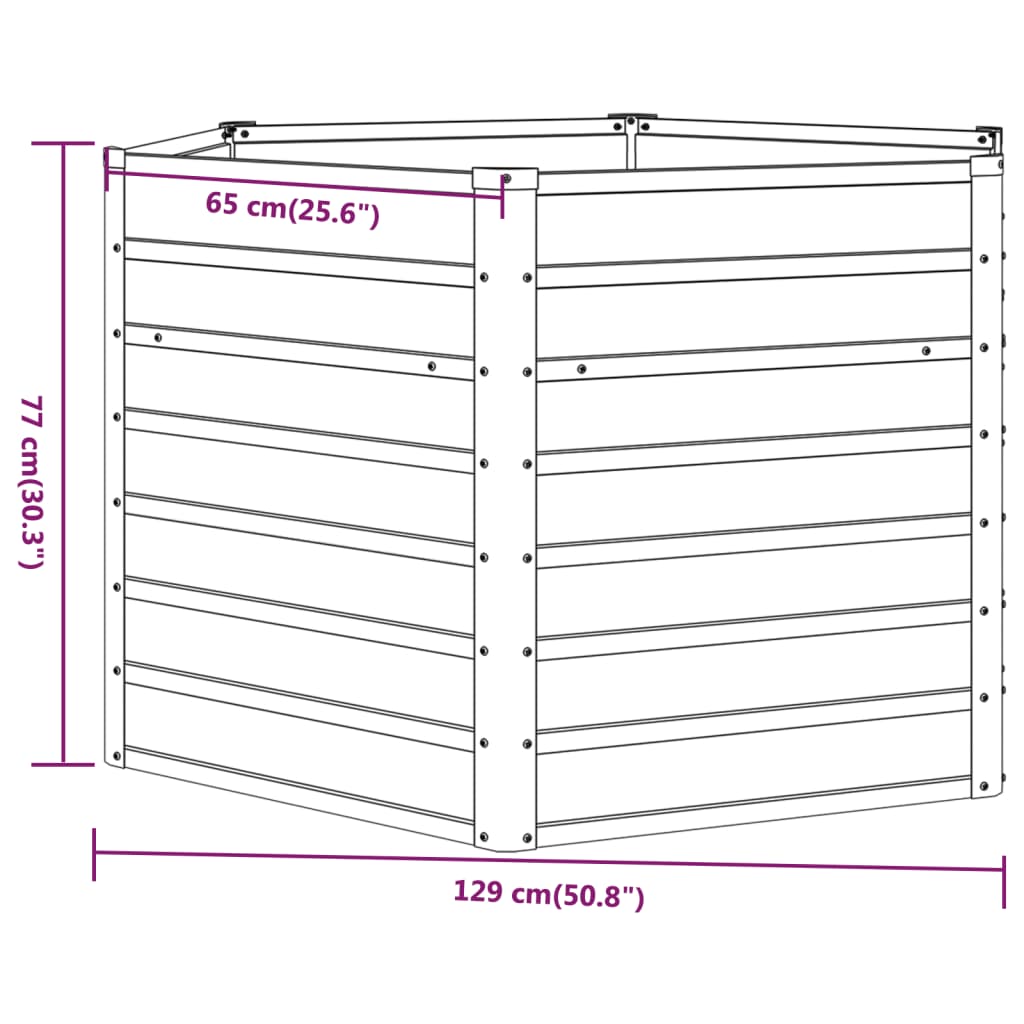 vidaXL Canteiro de jardim 129x129x77 cm aço corten cor enferrujado