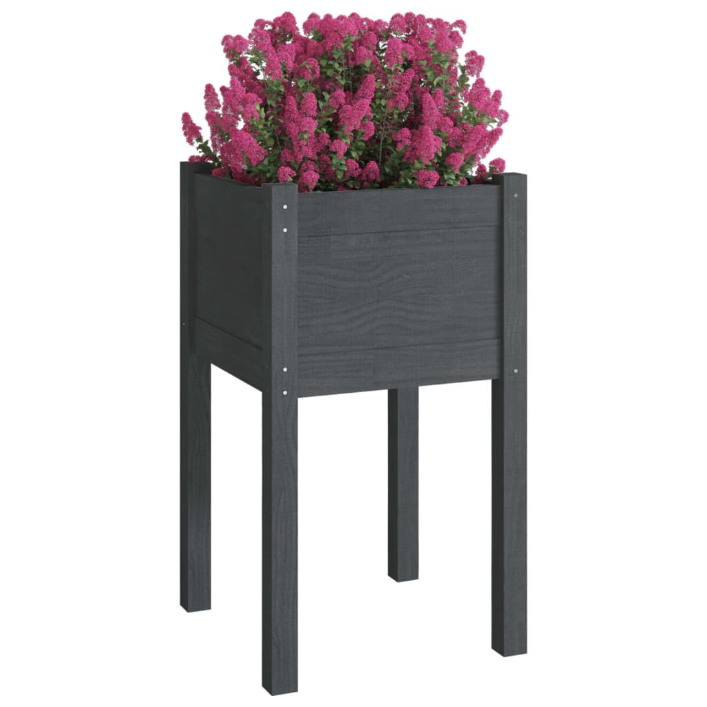 vidaXL Vasos/floreiras de jardim 2 pcs 40x40x70 cm pinho maciço cinza