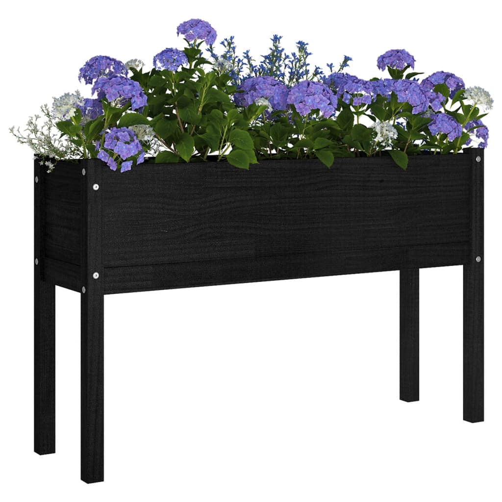 vidaXL Vasos/floreiras de jardim 2 pcs 110x31x70 cm pinho maciço preto