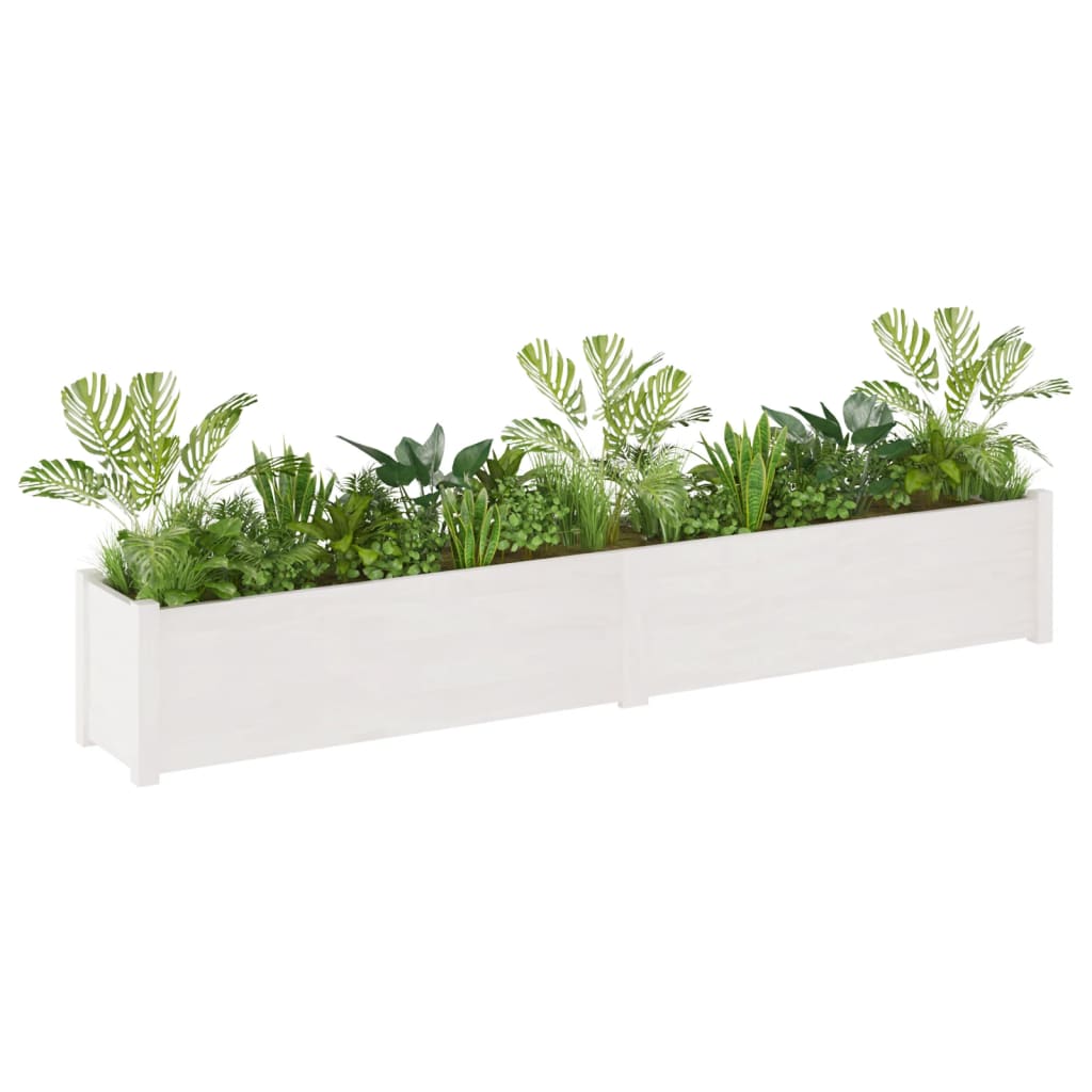 vidaXL Vaso/floreira de jardim 200x31x31 cm pinho maciço branco