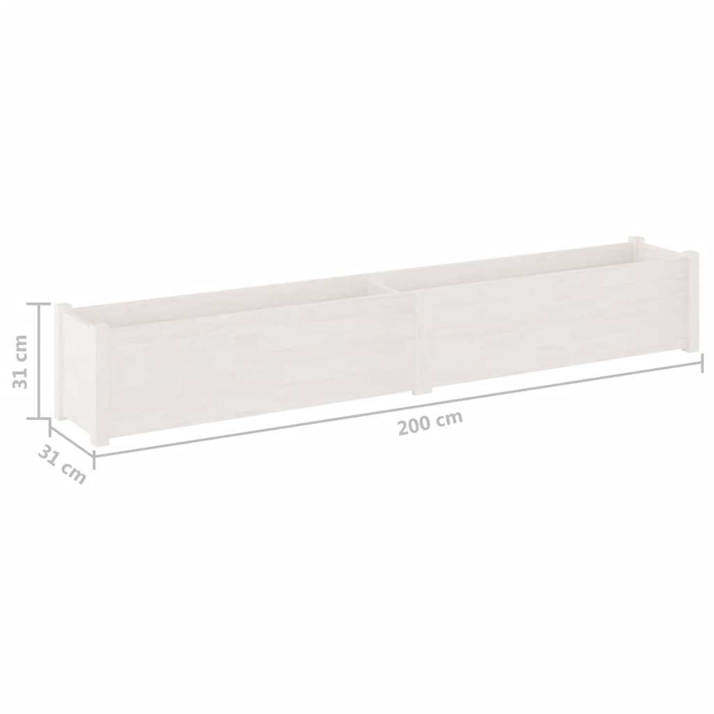 vidaXL Vaso/floreira de jardim 200x31x31 cm pinho maciço branco