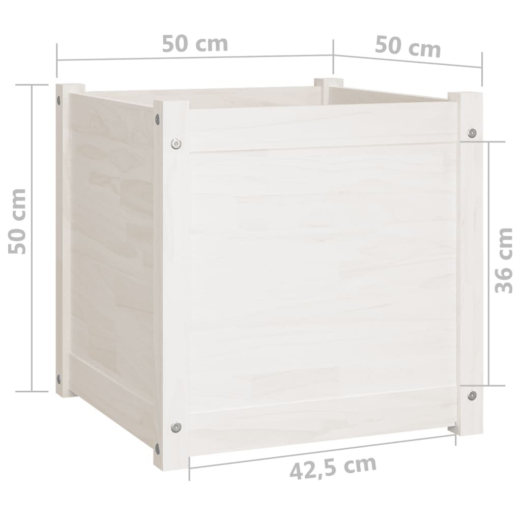 vidaXL Vaso/floreira de jardim 50x50x50 cm pinho maciço branco